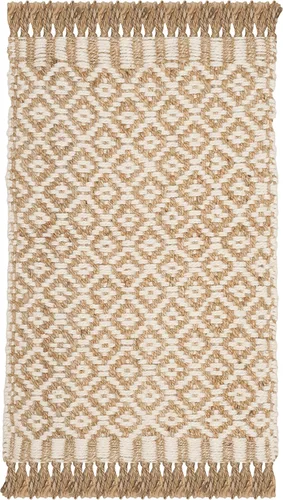 Vista 9 de SAFAVIEH Natural Fiber Collection - Alfombra decorativa de 3 x 5 pies, natural y marfil, hecho a mano, estilo bohemio con flecos, ideal para zonas