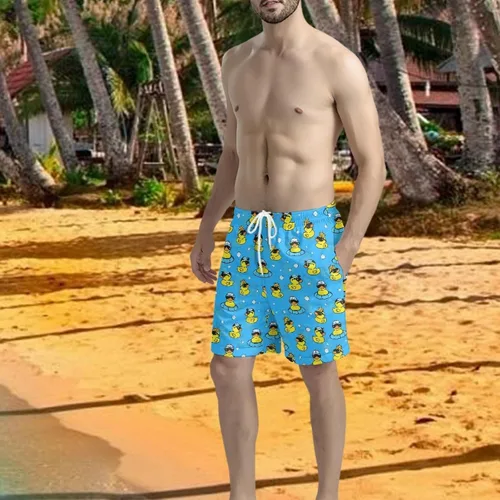 Vista 3 de Traje de baño para hombre, pantalones cortos de playa de secado rápido con bolsillos de malla