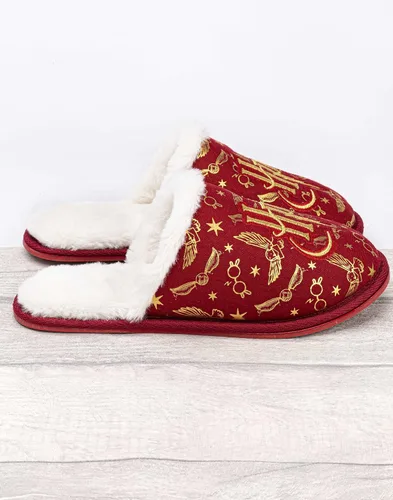 Vista 7 de Harry Potter Pantuflas para niñas Zapatos de casa roja mullidos para niños Logotipo bordado dorado Hogwarts Calzado Mercancía Regalo