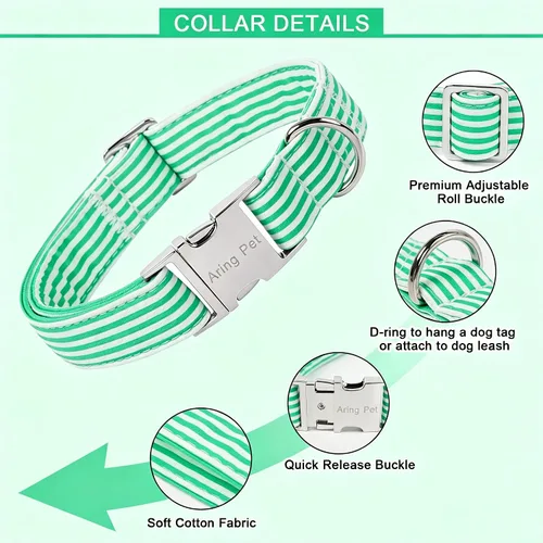 Vista 366 de Aring Pet Collar de algodón, ligero y ajustable, con hebilla de liberación rápida, para perros pequeños, medianos y grandes, para cachorros, S, Hoja