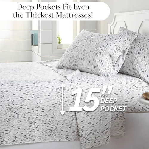 Vista 159 de Southshore Fine Living, Inc. Colección Winter Brush, juego de sábanas de 3 piezas para cama individual, sábana bajera con bolsillo profundo de 14