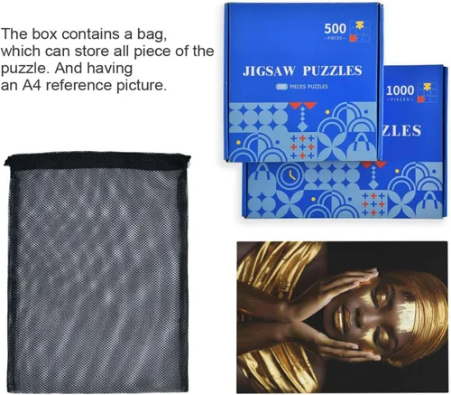 Vista 7 de Golden African Women Jigsaw Puzzles 500 Pieces for Adults with Mesh Storage Bag 2012187