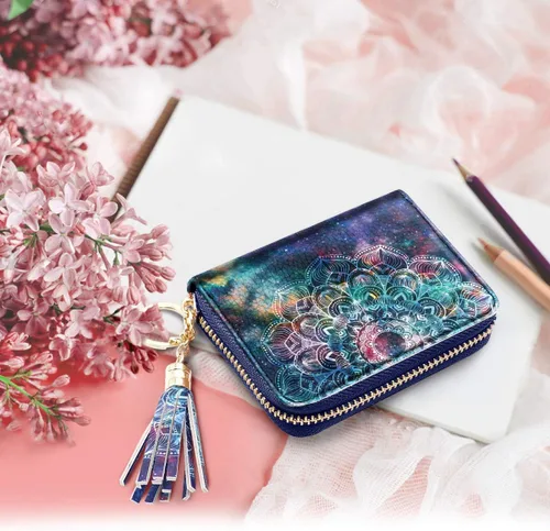 Vista 7 de Pequeña cartera para tarjeta de crédito RFID con brillantina.para mujer, cartera Rfid, S