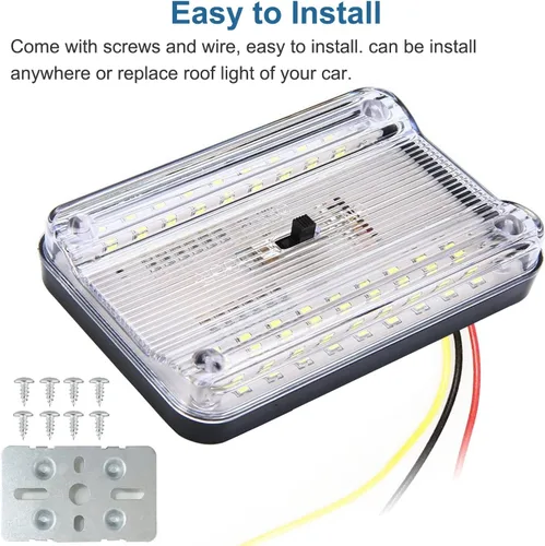 Vista 5 de Linkhood Pack de 2 lámparas DC 12V con 36 LED para techo de automóvil, camioneta, auto, domo, interior, lámpara blanca con interruptor