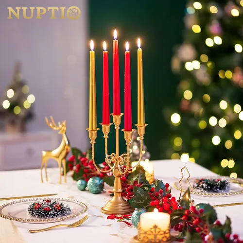 Vista 5 de NUPTIO - Candelabros dorados, juego de 2 candelabros de 5 brazos Oro de 5 brazos