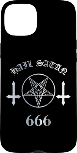 Vista 9 de iPhone 16 Upside Down Cross Satanic Pentagram Hail Satan 666 Case