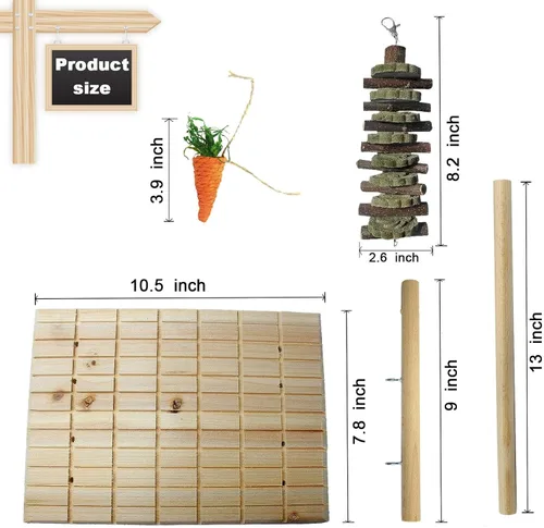 Vista 3 de Hamiledyi Tabla rascadora de conejo, juguetes para masticar, juguete de madera de conejo para conejos, aburrimiento, conejos, juguetes