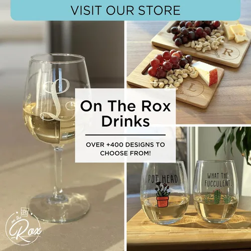 Vista 7 de On The Rox Drinks Regalos con monograma para mujeres y hombres – Letra A-Z inicial grabada monograma sin tallo, copa de vino – Regalos de vino