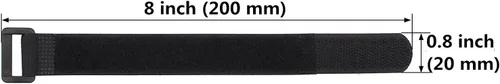 Vista 5 de 25 correas de sujeción reutilizables con gancho y bucle, 0.8 x 8 pulgadas, color negro