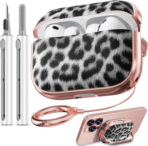 Vista 22 de Inesore Funda con bloqueo de seguridad para AirPods 4 2024, bonita funda floral para AirPod de 4ª generación para mujeres con kit limpiador
