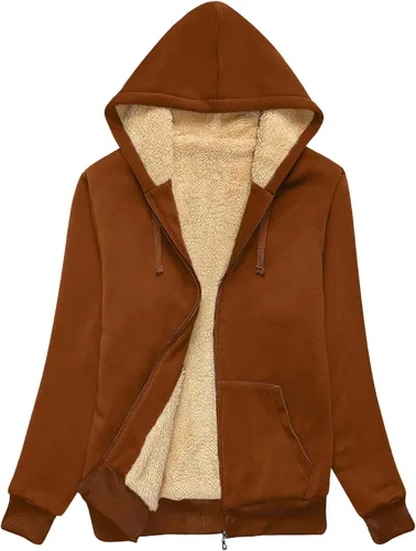 Vista 22 de SWISSWELL - Sudaderas con capucha para mujer, suéter de invierno con forro de vellón, con cremallera completa, forro de sherpa grueso Negro