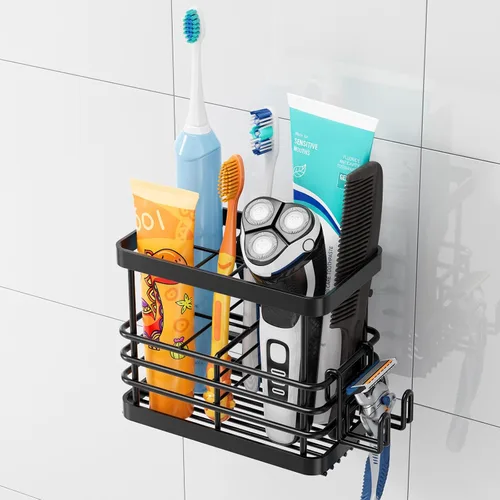 Vista 19 de TAILI - Portacepillos patentado con ventosa, soporte para cepillo de dientes de acero inoxidable anti-acumulación de agua para ducha, organizador