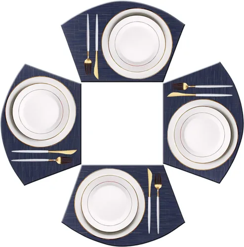 Vista 19 de PIGCHCY Juego de 4 manteles individuales en forma de cuña para mesa de comedor, tejido cruzado, lavables, resistentes al calor, manteles Bambúes