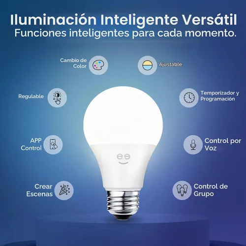 Vista 2 de Geeni Bombilla inteligente Prisma Plus, 800 lúmenes que cambian de color, 1 paquete Blanco sintonizable, funciona con Alexa y Google Home, control
