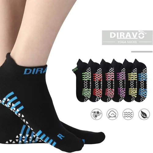 Vista 4 de 6 Pairs Yoga Socks for Women with Grips Non-Slip Anti-Skid Pilates Barre Socks Bikram Fitness Size 5-10
