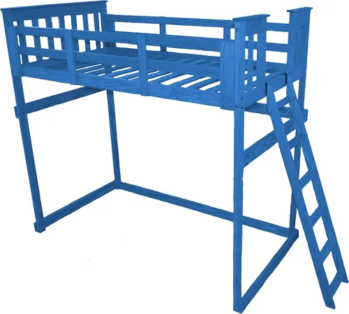 Vista 31 de Furniture Barn USA - Cama tipo loft de tamaño individual con escalera final, pintado de pino negro
