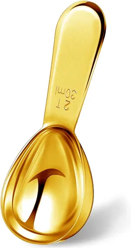 Vista 9 de Cuchara de café dorada 1 cucharada cuchara medidora de mango corto, 1 cucharada de café de acero inoxidable para café molido para recipiente de café