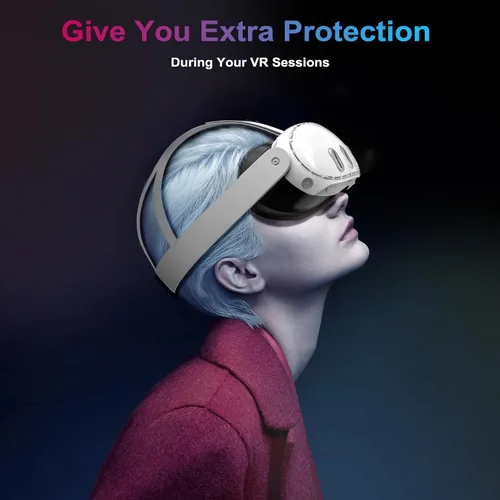 Vista 7 de TiMOVO Accesorios para Meta Quest 3, funda protectora para Quest 3, incluye cubierta transparente, película protectora de vidrio templado ultra
