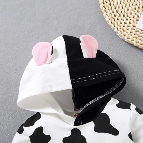Vista 4 de Enterizo de manga larga para bebé overol de manga larga con estampado de vaca lechera ropa con capucha