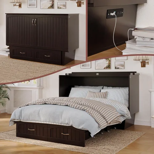 Vista 25 de Atlantic Furniture Nantucket Murphy - Cómoda de cama con estación de carga y colchón, individual, expreso, modelo: AC592141 Espresso