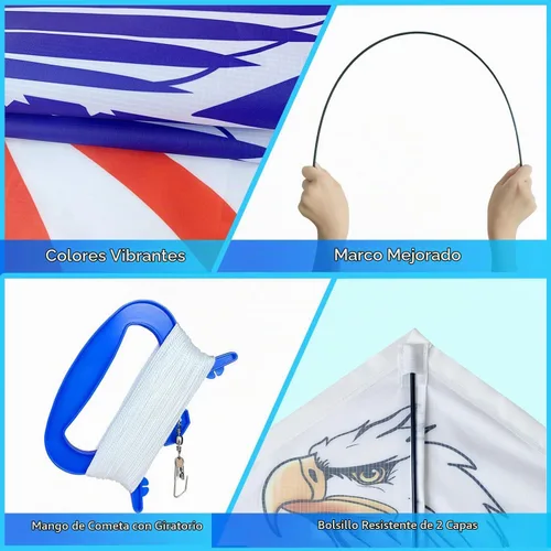 Vista 6 de Xida Large Patriotic Eagle Kites for Adults and Kids Ages 4-12 Easy to Fly Águila Libertad