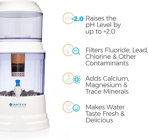 Vista 7 de Santevia Filtro de sistema de agua por gravedad Filtro de agua en casa que hace que el agua sea alcalina y agrega minerales Filtro de cloro