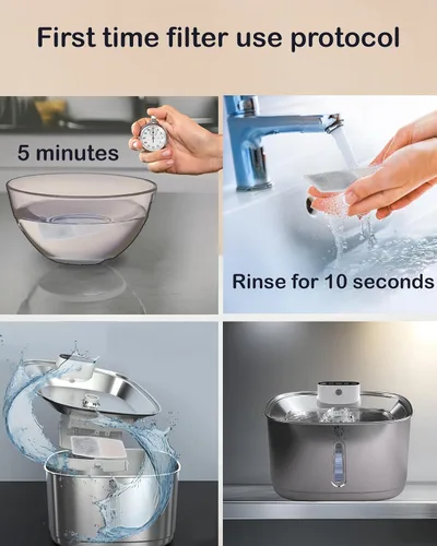 Vista 9 de Fuente de agua inalámbrica para gatos, 3.2L/108 onzas, fuente de acero inoxidable, fuente automática para beber gatos inalámbrica y recargable