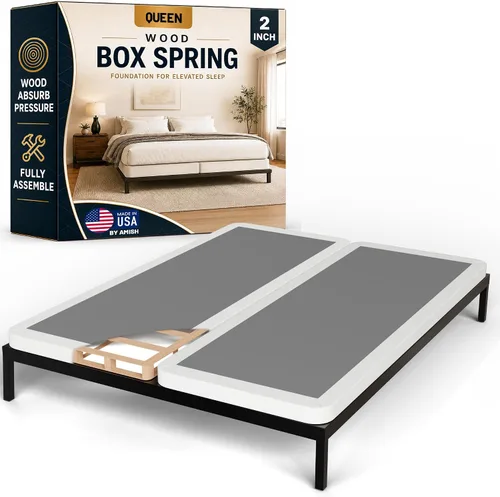 Vista 17 de Treaton, Cama Queen sin ensamblar – Somier de madera de 2.5 pulgadas – Fabricado en Estados Unidos – Silencioso sin ruido – Base de colchón