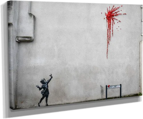 Vista 5 de BANKSY - Lienzo decorativo para pared de San Valentín, varios tamaños (3 piezas, mediano)