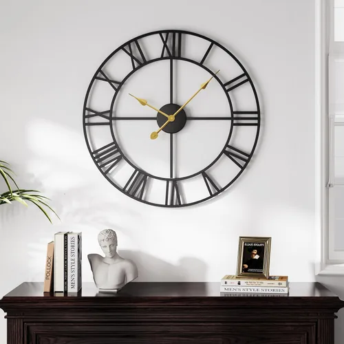 Vista 47 de Cuspin Reloj de pared de 24 pulgadas con engranajes, reloj de metal