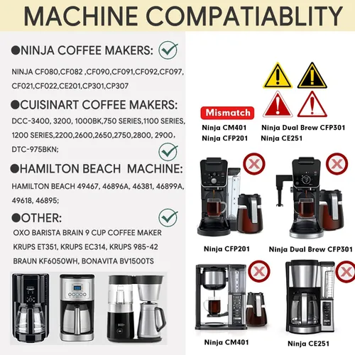 Vista 2 de Cesta de filtro reutilizable de café compatible con Ninja, Cuissinart, Mr. Coffee, Hamilton Beach, Black & Decker (2 unidades)