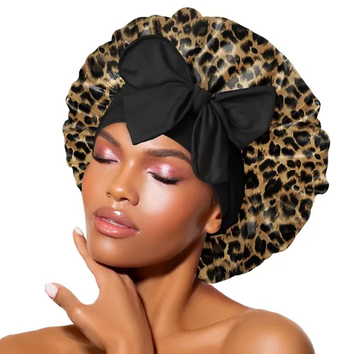 Vista 10 de BONNET QUEEN - Gorro de seda para dormir de BONNET QUEEN, gorro de satén para dormir con banda de amarre ajustable, para cabello rizado, de una sola