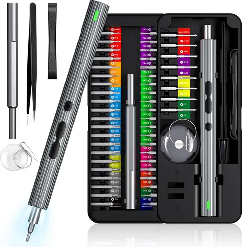 Vista 12 de LIFEGOO - Mini destornillador eléctrico, juego de destornilladores de precisión 58 en 1 con 50 puntas magnéticas, pantalla digital, kit
