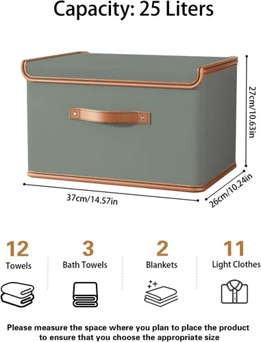 Vista 2 de Tuza Paquete de 2 contenedores de almacenamiento con tapas, contenedor organizador plegable de armario, caja organizadora de tela con asas, cajas