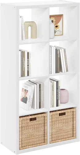 Vista 28 de Furinno Estantería para cubículos, estantería apilable, organizador de almacenamiento en cubos con parte trasera abierta, extragruesa, 15.8 x 15.8 x
