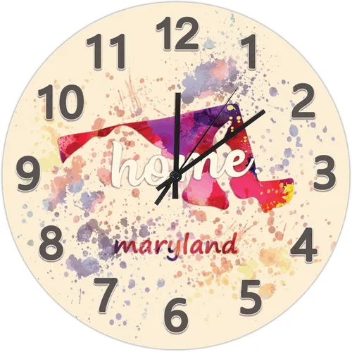 Vista 52 de UFunhome Reloj de pared con mapa del estado de Nevada, acuarela, Estados Unidos, reloj redondo de madera, funciona con pilas, silencioso, sin