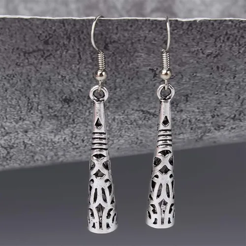 Vista 5 de Guoshang - Aretes colgantes estilo bohemio de plata vintage para mujer, diseño de tótem
