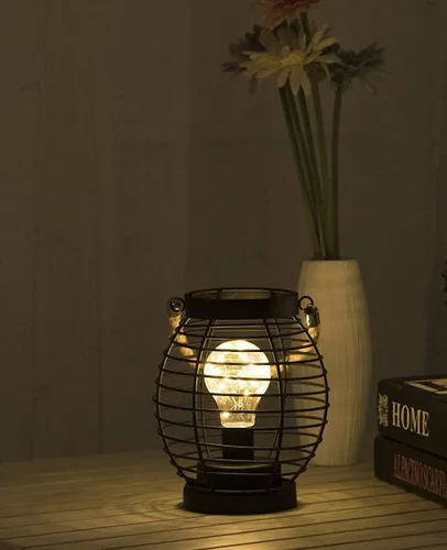Vista 5 de Ulalaza Lámpara LED de alambre de cobre, adornos de hierro forjado, luz nocturna, dormitorio creativo, estilo nórdico, retro, decoración de viento
