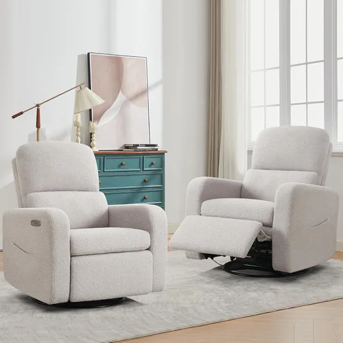 Vista 9 de Mecedora giratoria mecedora eléctrica, silla reclinable para cuarto Gris