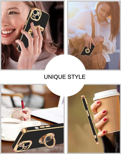 Vista 9 de BENTOBEN Funda compatible con iPhone 15, funda para teléfono iPhone 15, ajuste delgado, soporte de anillo de 360°, soporte magnético para automóvil