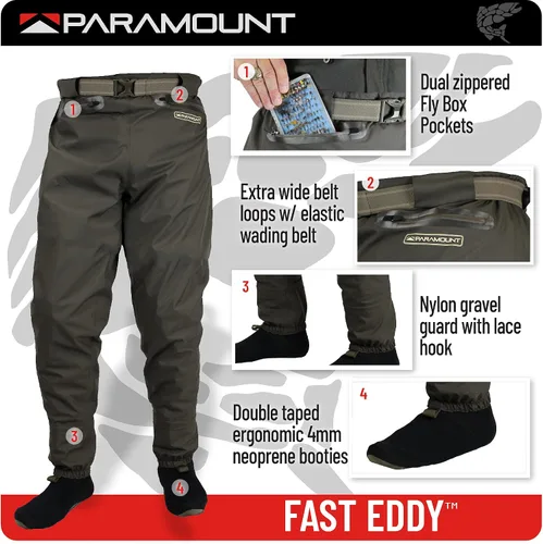 Vista 3 de Paramount Outdoors Fast Eddy Pantalones de vadeo de altura hasta la cintura transpirables con calcetín impermeable