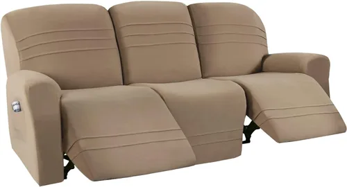 Vista 11 de Juego de fundas elásticas para sofá reclinable de 5 piezas, funda ajustada para sofás reclinables de 3 cojines, tela ultrasuave, lavable a máquina
