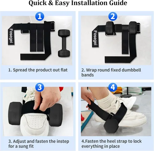 Vista 6 de Accesorio de Pie para Mancuerna para Entrenamiento de Piernas, Correas de Accesorio para Mancuerna Pie de Mono de Extensión para Entrenador de Negro