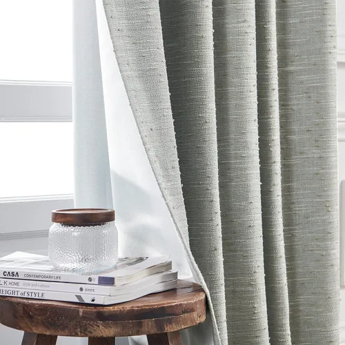 Vista 5 de Cortinas Grises de 84 Pulgadas de Largo con Textura de Lino Transparente con Forro para Sala de Estar, Pliegues Pellizco Pestaña Trasera Cortinas