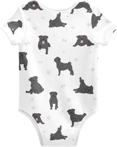 Vista 2 de vvfelixl Bodies para bebé niña negro Pug blanco manga corta algodón ropa de bebé para niñas 0-24 meses Multi1