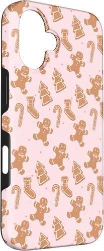 Vista 3 de iPhone 16 Pink Gingerbread Cookie Christmas with Polka Dots Case