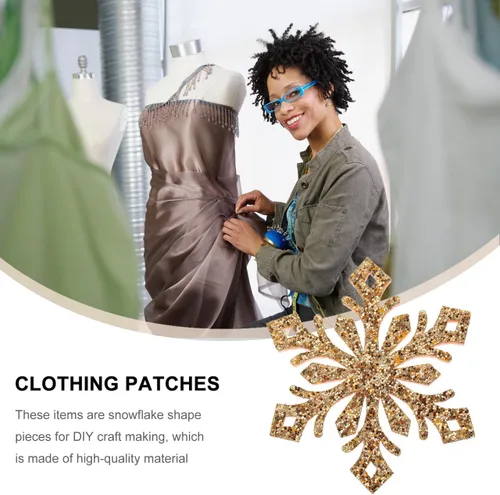 Vista 3 de EXCEART 30 parches de copo de nieve con brillantina para planchar en copos de nieve, horquillas para ropa, vestidos, plantas, sombreros, jeans