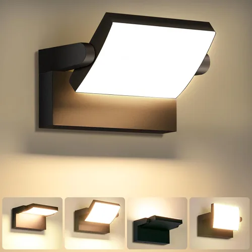 Vista 11 de 3Pack de luces de pared LED para exterior de 40W, luces de inundación blancas de 350° de rotación, lámpara de iluminación exterior comercial