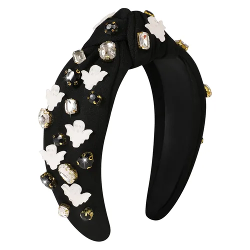 Vista 25 de Diademas de fantasma de Halloween para mujer, diadema de araña espeluznante con cuentas de diamantes de imitación de cristal, accesorios