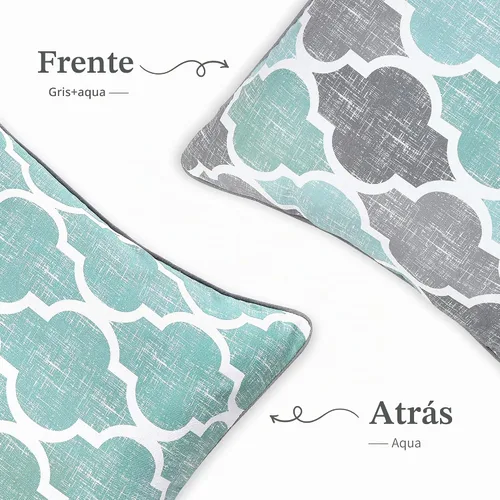 Vista 6 de Beauoop Paquete de 2 fundas de almohada para sofá, cama, sofá, casa rural, estampado de doble cara, patrón geométrico colorido enrejado marroquí